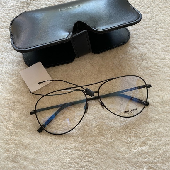 Authentic Saint Laurent black metal demo aviator eyeglasses YSL - Picture 4 of 10